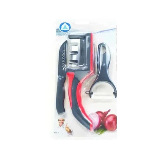 Set Cutit - Cutit Legume,  Ascutitor Cutit PVC , Ceramica si Fier A-14268 WEI